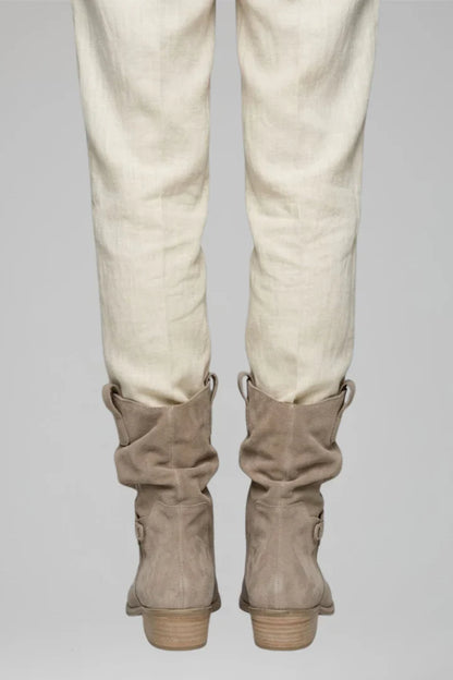 Effortless Wide Calf Boots for Women with Slouchy Suede Mid Calf Low Block Heel Style