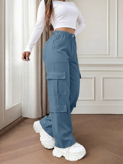 Effortless Cargo Pants for Women with High Waist Wide Leg Relaxed Flowing Style