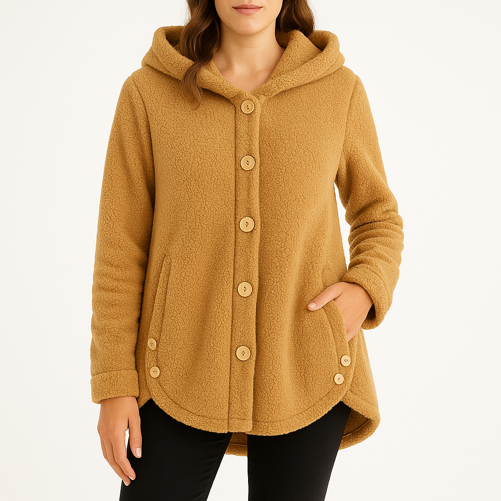 Comfortable Sherpa Fleece Hoodie for Women with Hooded Long Sleeve Button Front Relaxed Oversized Style