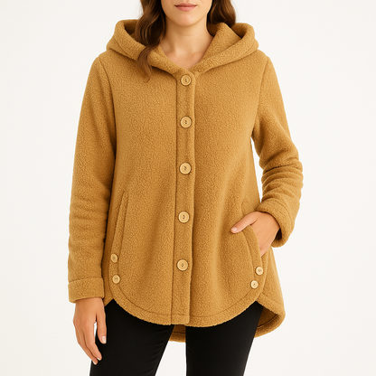 Comfortable Sherpa Fleece Hoodie for Women with Hooded Long Sleeve Button Front Relaxed Oversized Style