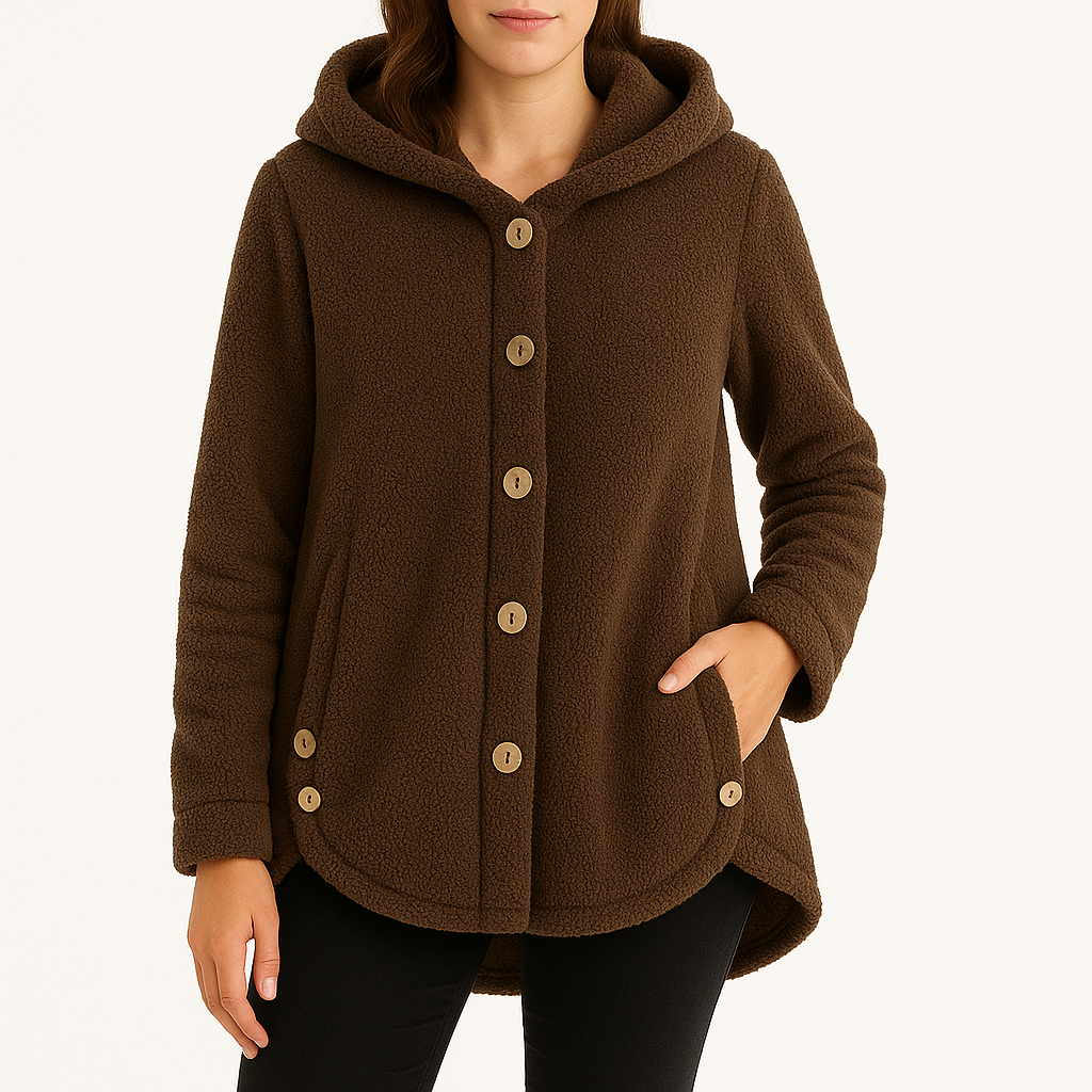 Comfortable Sherpa Fleece Hoodie for Women with Hooded Long Sleeve Button Front Relaxed Oversized Style