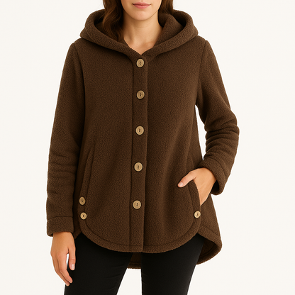 Comfortable Sherpa Fleece Hoodie for Women with Hooded Long Sleeve Button Front Relaxed Oversized Style