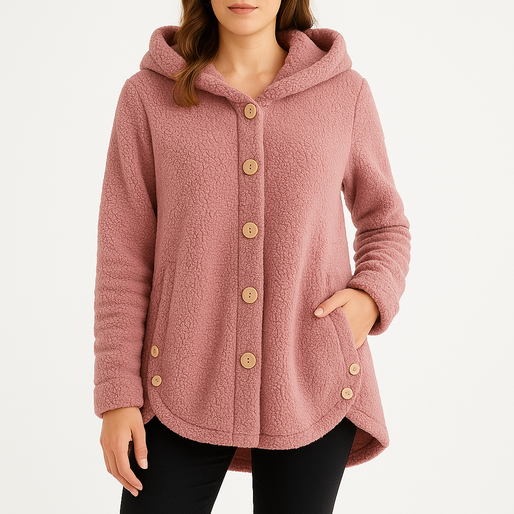 Comfortable Sherpa Fleece Hoodie for Women with Hooded Long Sleeve Button Front Relaxed Oversized Style
