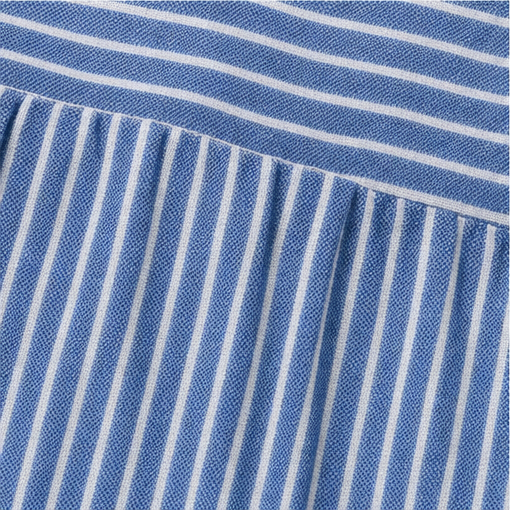 Effortless Striped Linen Midi Dress for Women with Scoop Neck Short Sleeve Button Trim Relaxed Casual Style