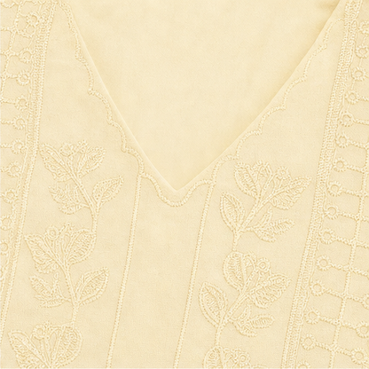 Effortless Embroidered Linen Blouse for Women with V Neck Batwing Sleeve Relaxed Tunic Style