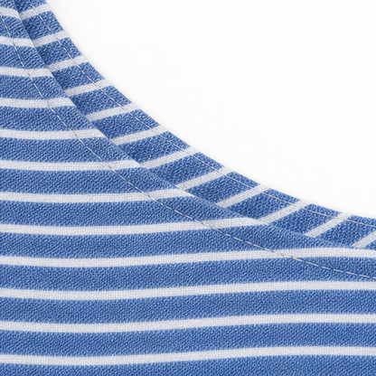 Effortless Striped Linen Midi Dress for Women with Scoop Neck Short Sleeve Button Trim Relaxed Casual Style