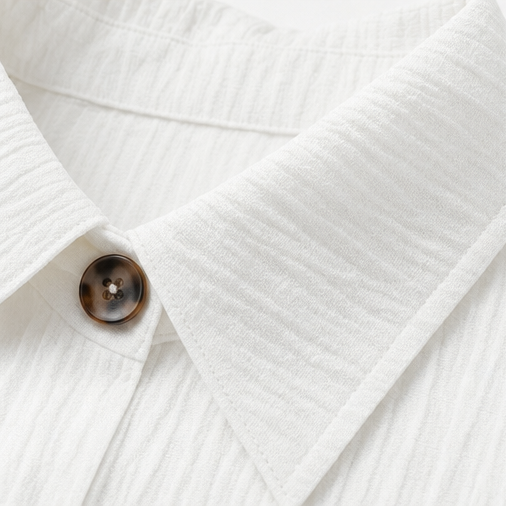 Effortless Cotton Gauze Shirt Dress for Women with Collar Short Sleeve Button Front Pocket Casual Style