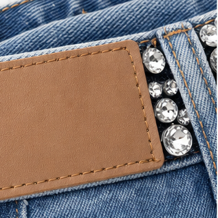 Elegant Light Blue Rhinestone Denim Shorts for Women with High Waisted Ripped Embellished Going Out Style