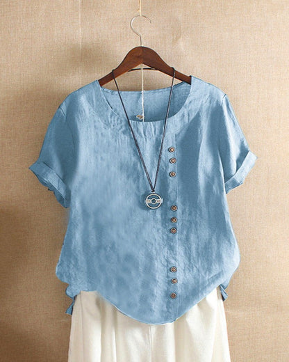 Bella | Women Button Detail Casual Short Sleeve Blouse