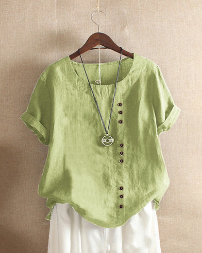 Bella | Women Button Detail Casual Short Sleeve Blouse