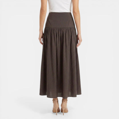 Effortless Linen Maxi Skirt for Women with High Waist Tiered Flowing Bohemian Style