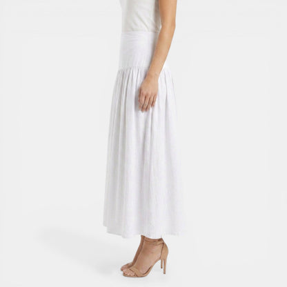 Effortless Linen Maxi Skirt for Women with High Waist Tiered Flowing Bohemian Style