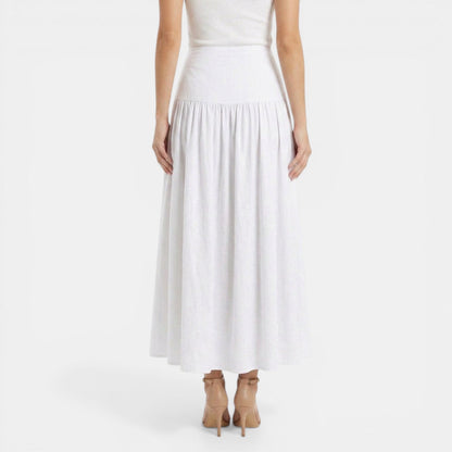 Effortless Linen Maxi Skirt for Women with High Waist Tiered Flowing Bohemian Style