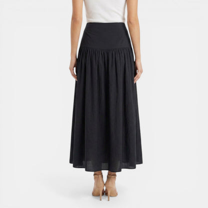 Effortless Linen Maxi Skirt for Women with High Waist Tiered Flowing Bohemian Style