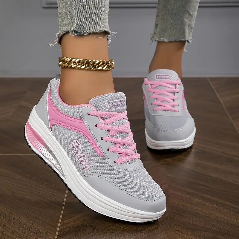 Comfortable Orthopedic Sneakers for Women with Lace Up Breathable Mesh Platform Sole Style