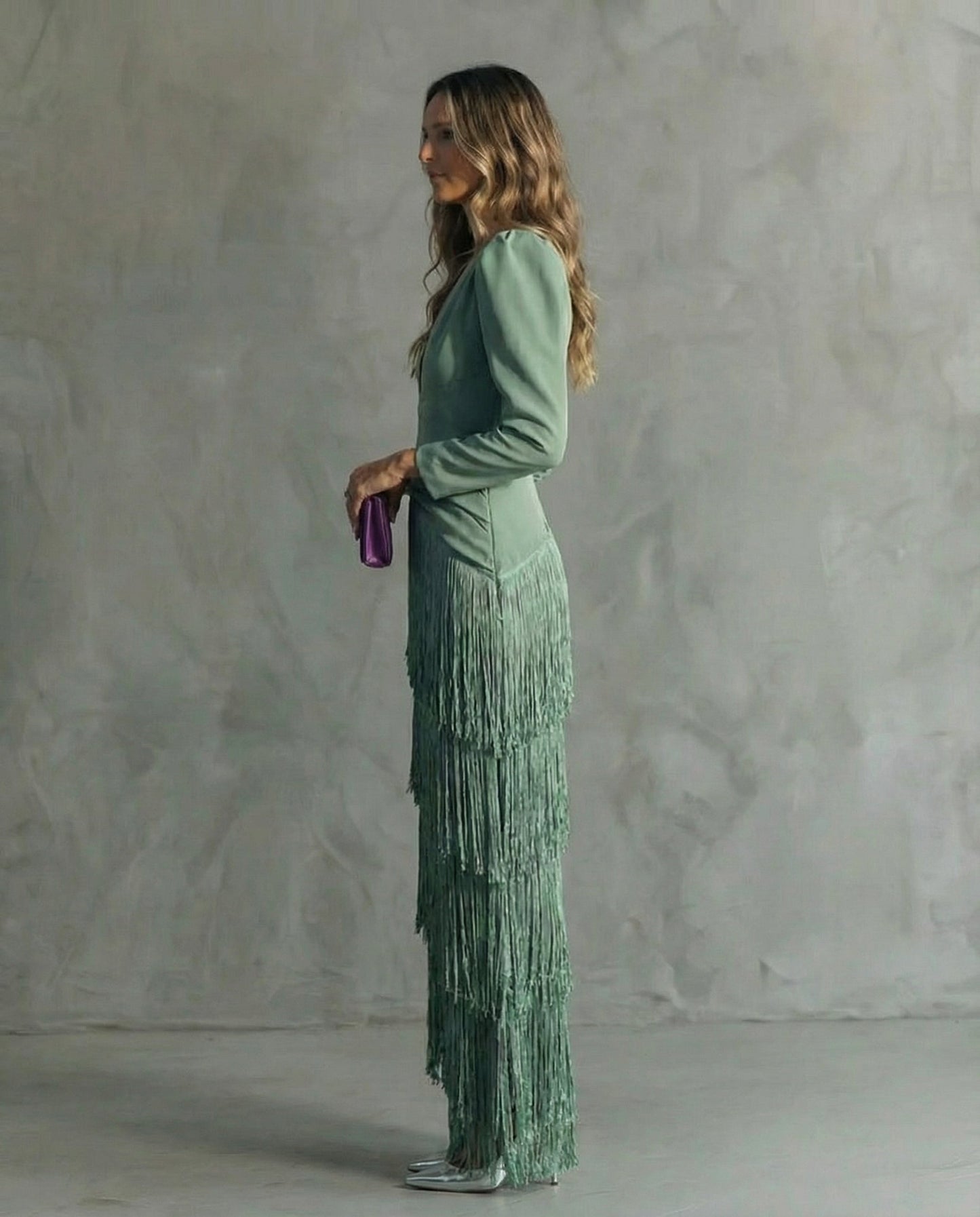 Celeste | Stunning Fringe Tiered Deep V-Neck Maxi Dress