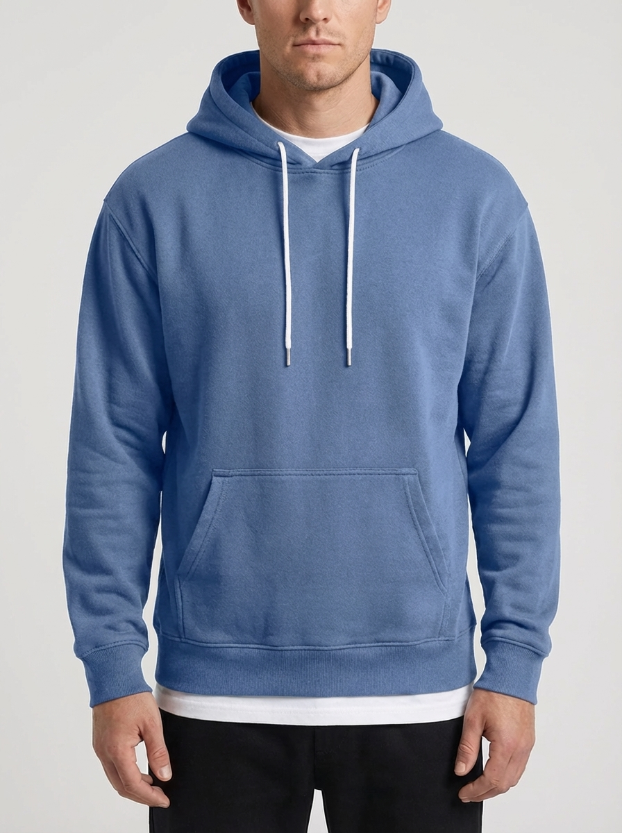 Cozy Hoodie for Men with Drawstring Hood Long Sleeve Kangaroo Pocket Fleece Relaxed Style