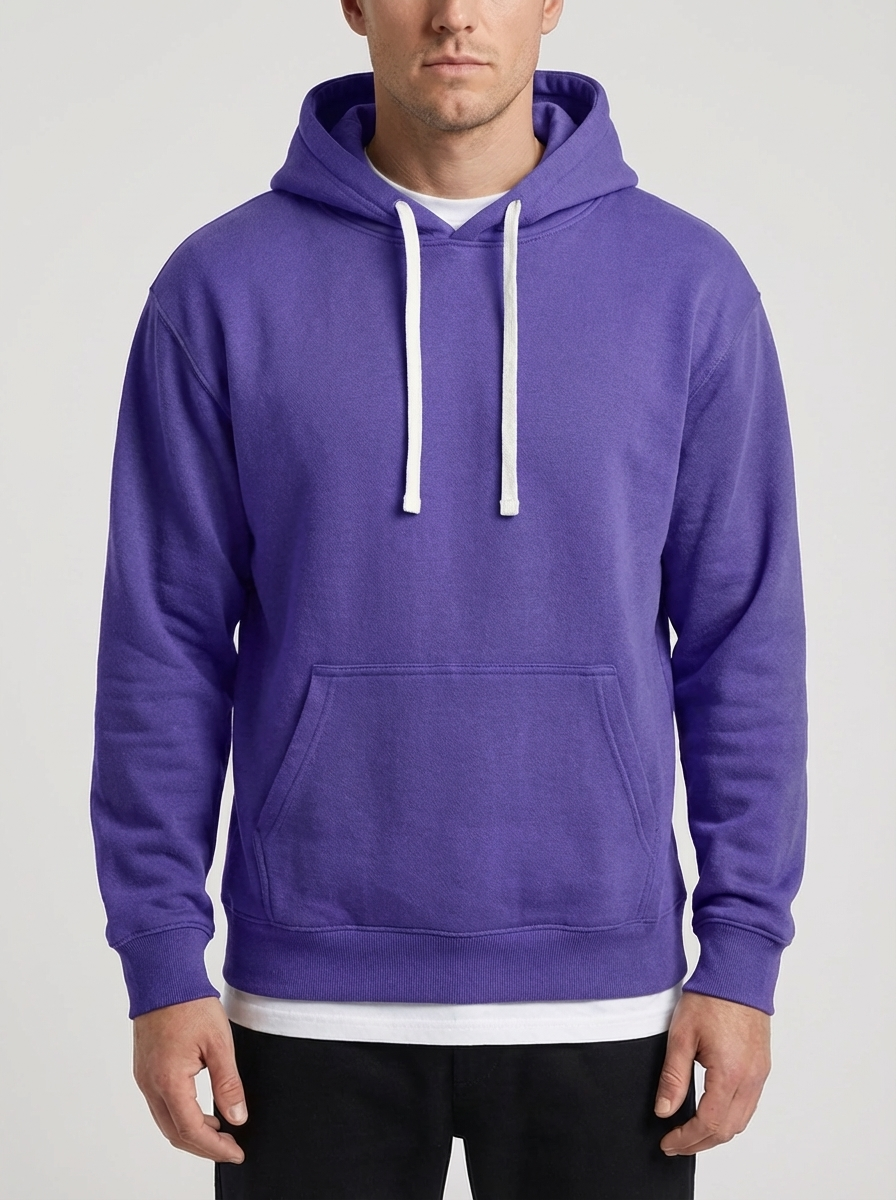 Cozy Hoodie for Men with Drawstring Hood Long Sleeve Kangaroo Pocket Fleece Relaxed Style