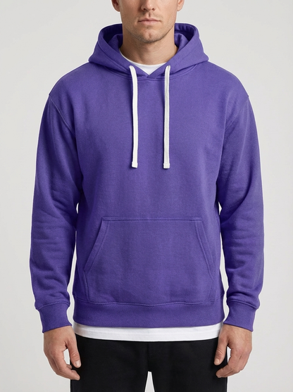 Cozy Hoodie for Men with Drawstring Hood Long Sleeve Kangaroo Pocket Fleece Relaxed Style
