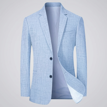 Elegant Linen Blazer for Men with Notch Lapel Long Sleeve Two Button Slim Fit Style