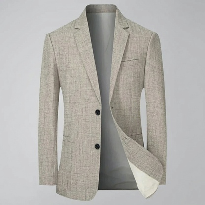Elegant Linen Blazer for Men with Notch Lapel Long Sleeve Two Button Slim Fit Style