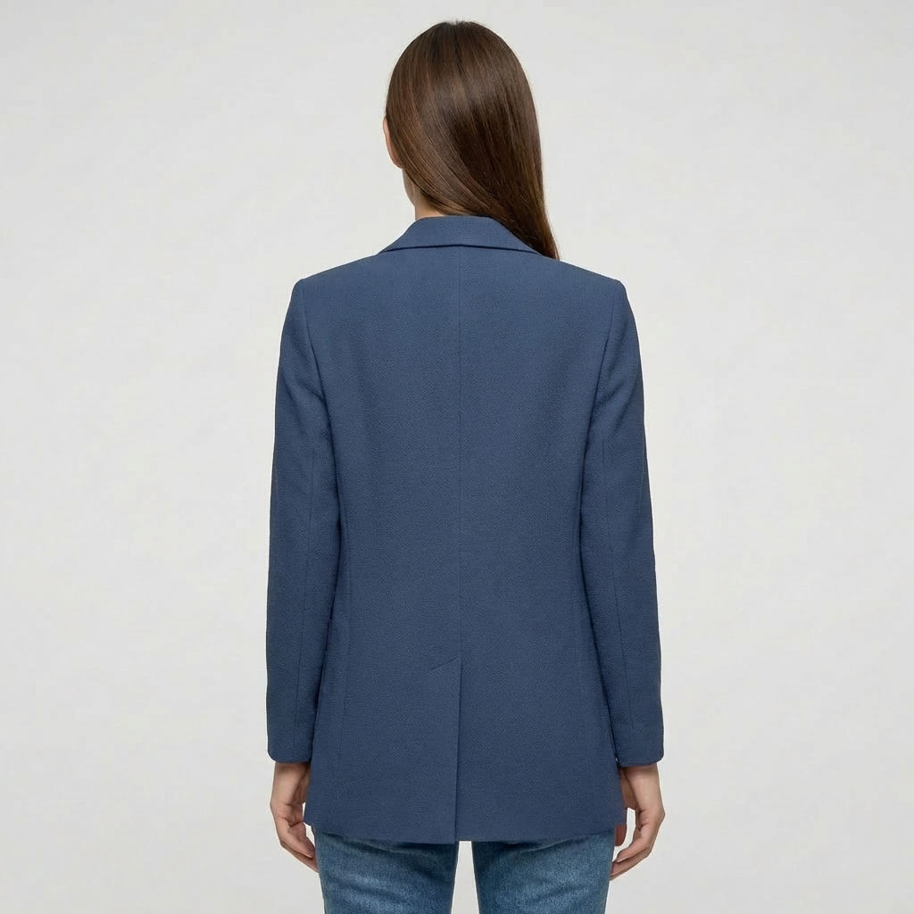 Effortless Blazer for Women with Notched Lapel Long Sleeve Open Front Patch Pocket Longline Style