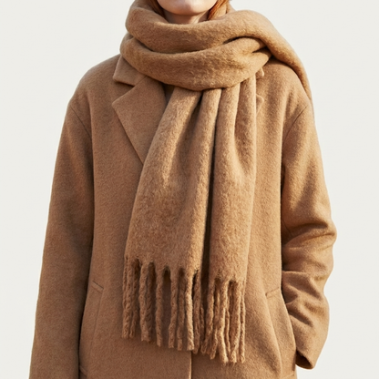 Cozy Wrap Scarf for Women with Tassel Fringe Soft Brushed Oversized Blanket Style