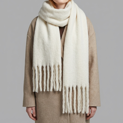 Cozy Wrap Scarf for Women with Tassel Fringe Soft Brushed Oversized Blanket Style