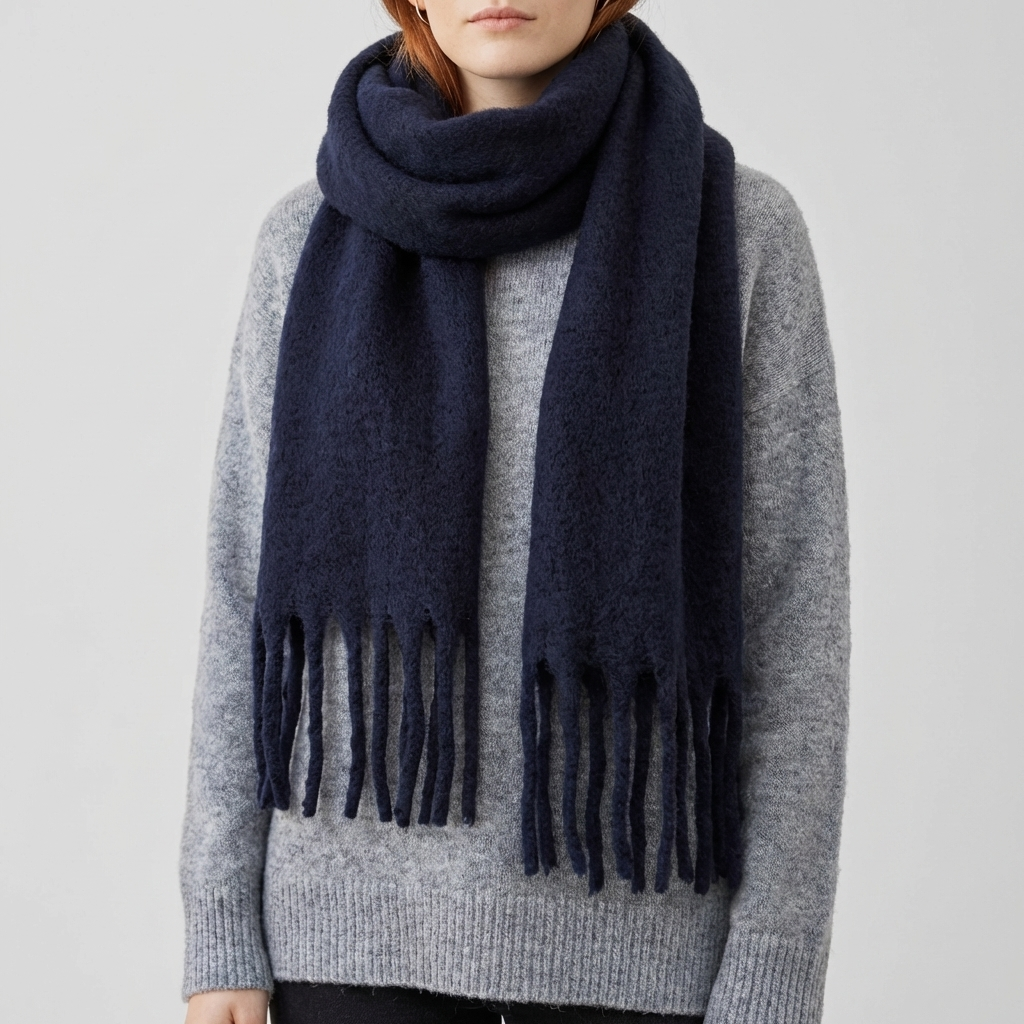 Cozy Wrap Scarf for Women with Tassel Fringe Soft Brushed Oversized Blanket Style