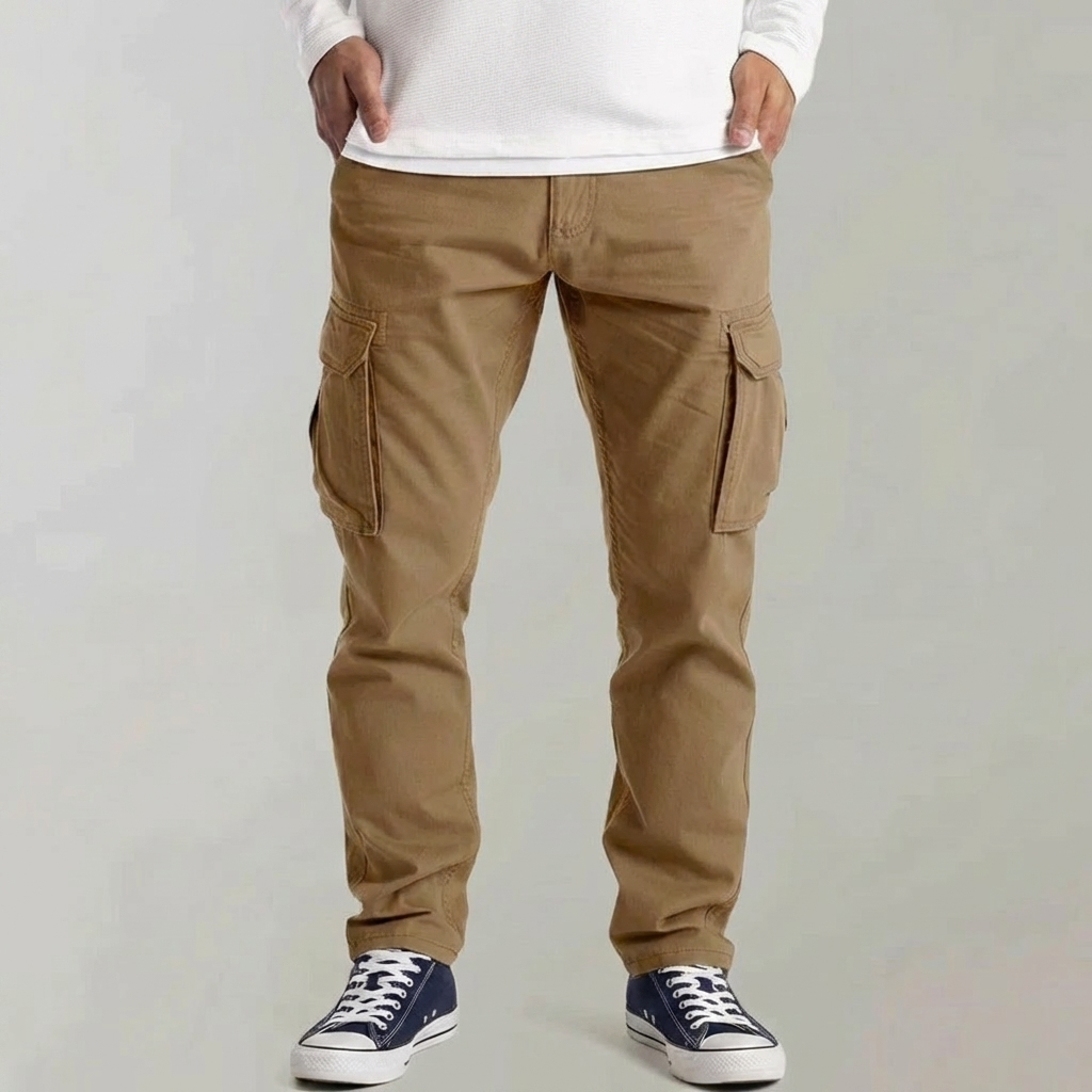 Stylish Cargo Pants for Men with Slim Fit Straight Multi Pocket Cotton Outdoor Style