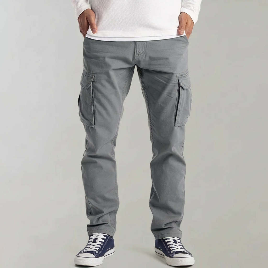Stylish Cargo Pants for Men with Slim Fit Straight Multi Pocket Cotton Outdoor Style