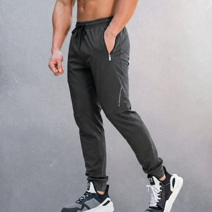 Comfortable Sports Joggers for Men with Zip Pocket Drawstring Tapered Quick Dry Athletic Style