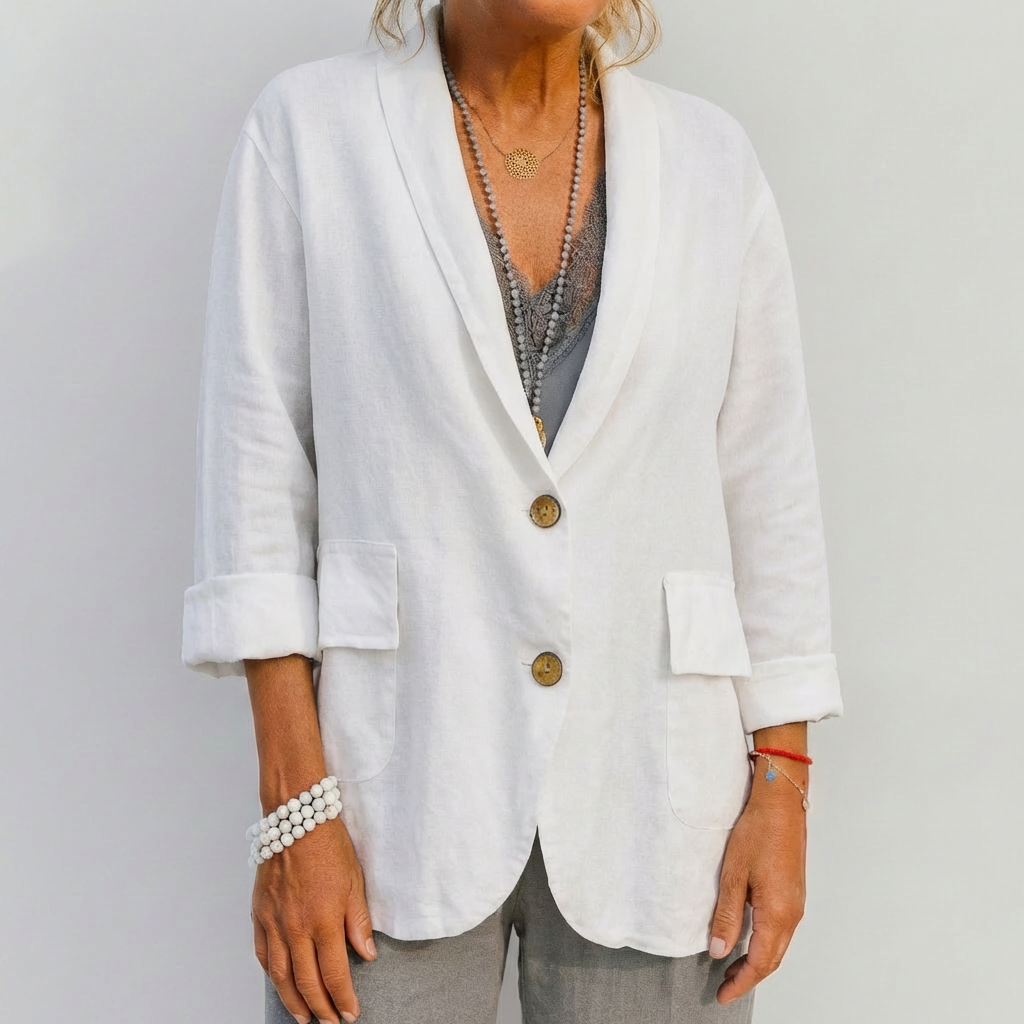 Effortless Blazer for Women with Shawl Collar Long Sleeve Two Button Open Front Relaxed Style