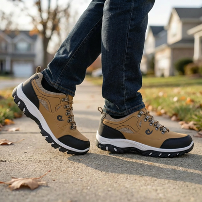 Comfortable Trail Sneakers for Men with Round Toe Lace Up Lug Sole Mesh Hiking Style