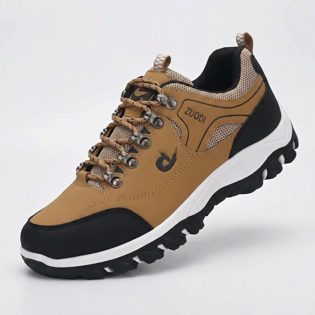 Comfortable Trail Sneakers for Men with Round Toe Lace Up Lug Sole Mesh Hiking Style