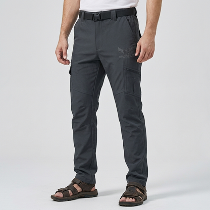 Warm Hiking Pants for Men with Zip Pocket Softshell Stretch Reinforced Knee Outdoor Style
