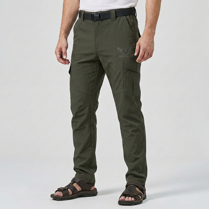 Warm Hiking Pants for Men with Zip Pocket Softshell Stretch Reinforced Knee Outdoor Style