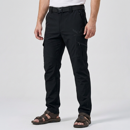 Warm Hiking Pants for Men with Zip Pocket Softshell Stretch Reinforced Knee Outdoor Style