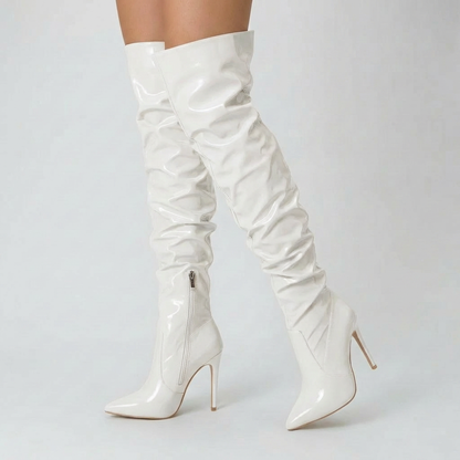 Women's Over-The-Knee Boots Stiletto Heel Pointed Toe Patent Thigh-High Knee High
