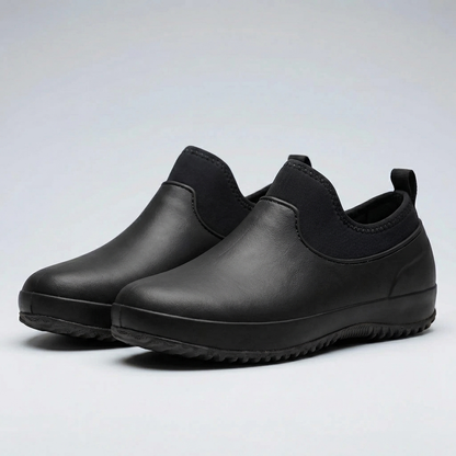 Comfortable Rain Shoes for Men with Round Toe Slip On Rubber Grippy Sole Work Style
