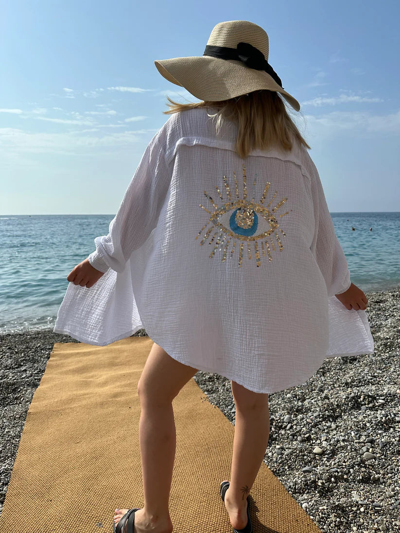 Effortless White Shirt for Women with Collar Long Sleeve Relaxed Oversized Style