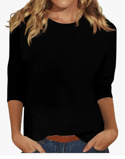 Effortless Blouses for Women with Crew Neck Elbow Sleeve Slim Fit Solid Casual Everyday Style