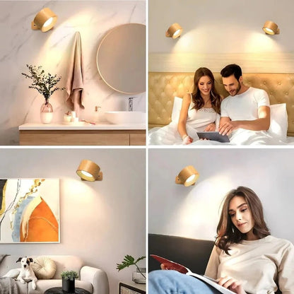 Rechargeable LED Wall Lamp Adjustable Magnetic Mount Cordless Sconce Light