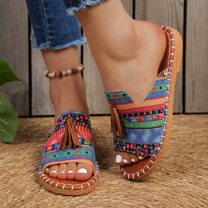 Comfortable Sandals for Women with Tassel Strap Slip On Casual Style
