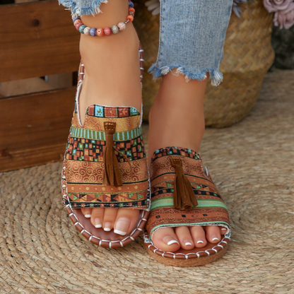 Comfortable Sandals for Women with Tassel Strap Slip On Casual Style