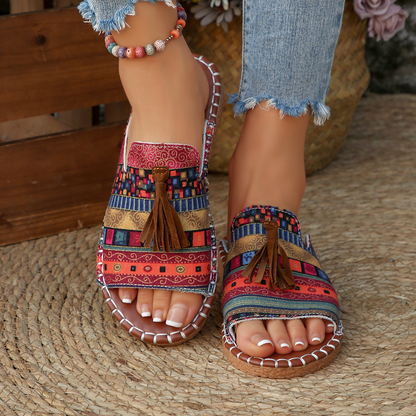 Comfortable Sandals for Women with Tassel Strap Slip On Casual Style