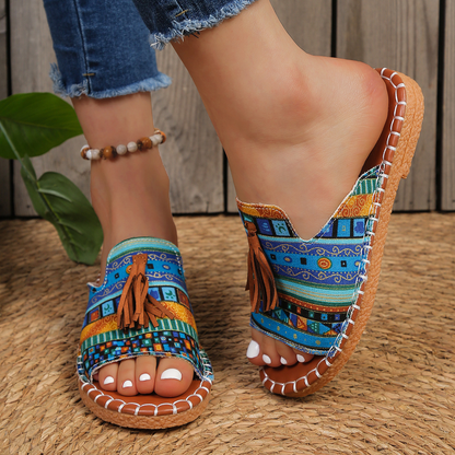 Comfortable Sandals for Women with Tassel Strap Slip On Casual Style