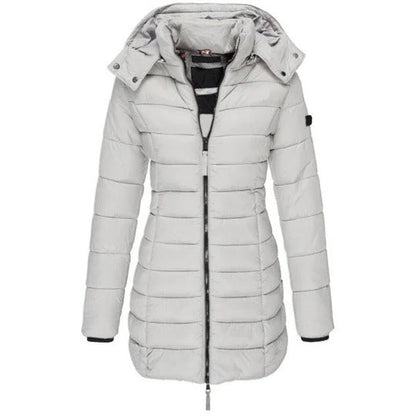 Cozy Quilted Puffer Jacket for Women with Hooded Long Sleeve Zip Front Winter Style
