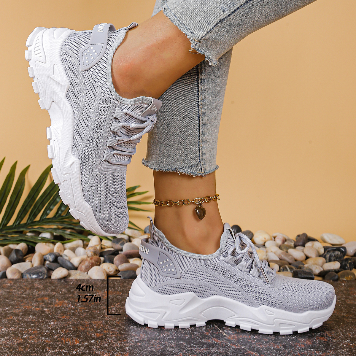 Comfortable Mesh Running Sneakers for Women with Lightweight Chunky Sole