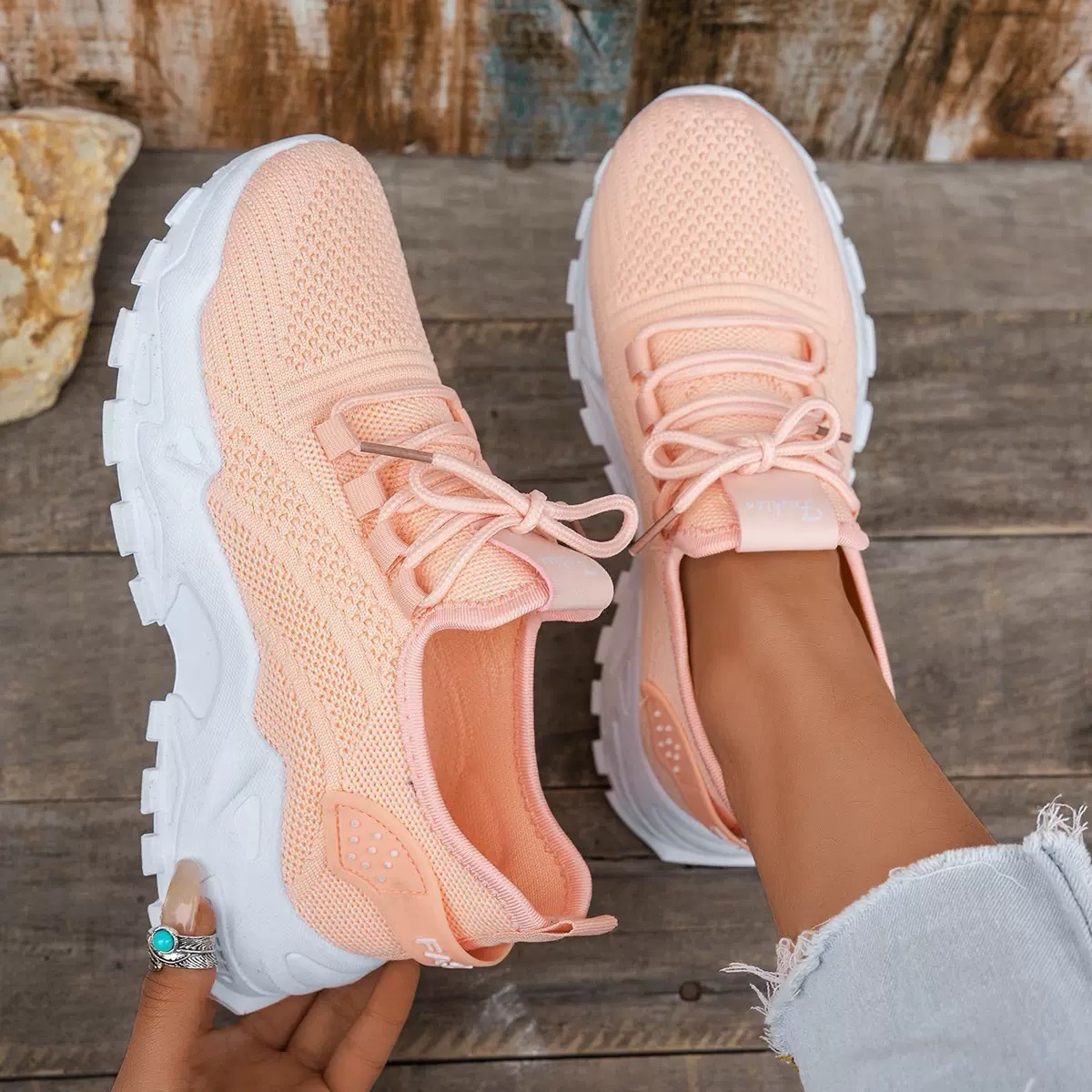 Comfortable Mesh Running Sneakers for Women with Lightweight Chunky Sole